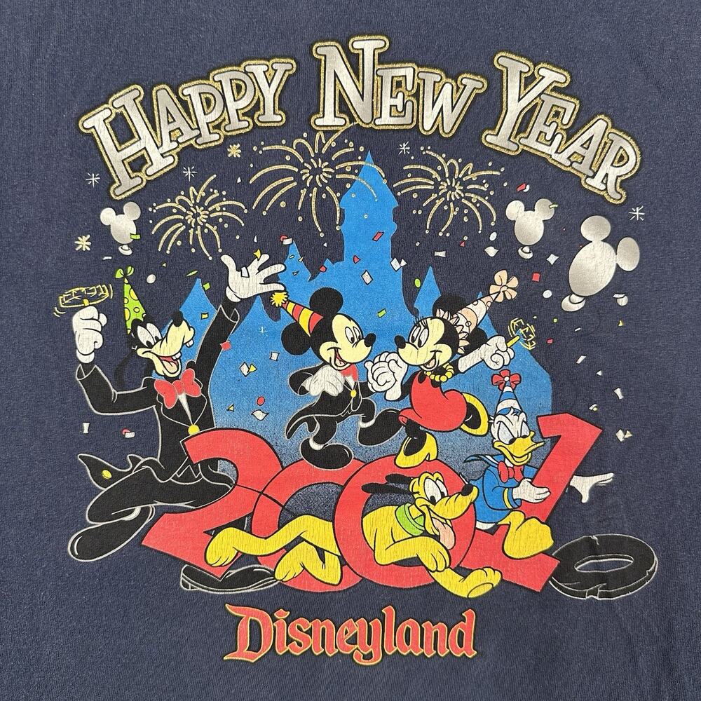 VTG Disneyland Mickey Minnie Mouse 2001 Happy New Year Disney T-shirt Size 2XL - Picture 5 of 11
